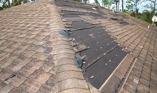 Water from a roof leak soaking an attic and the ceiling below